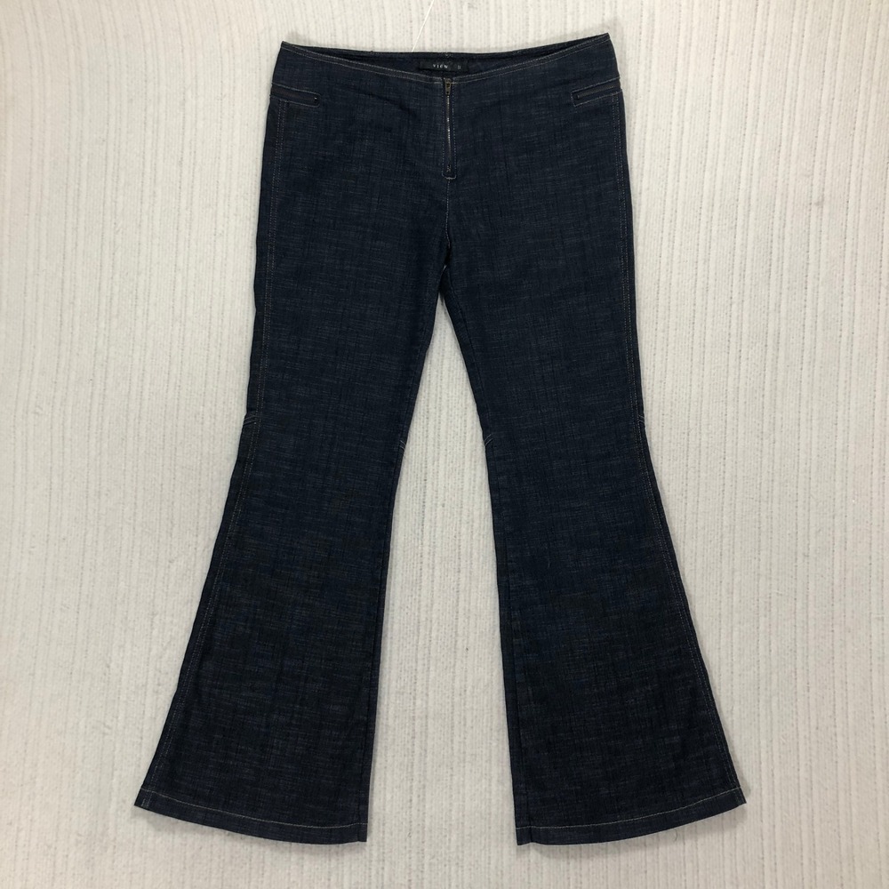 View Flared Leg Zipper Front Jeans Dark‎ Wash Women's Size 12